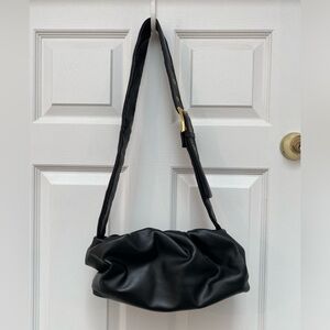 MW (Most Wanted) Black Ruched Shoulder Bag with Buckle Strap